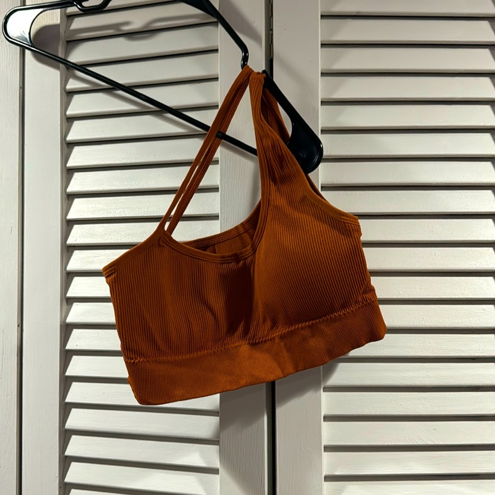 Burnt Orange Asymmetrical Sports Bra